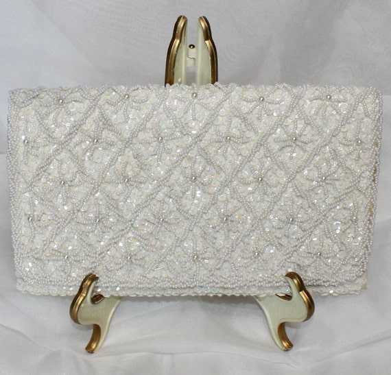 Pretty Vintage DuBarry Ivory Beaded and Sequin Cl… - image 1