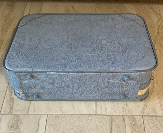 Vintage Small Blue Overnight Suitcase - image 5