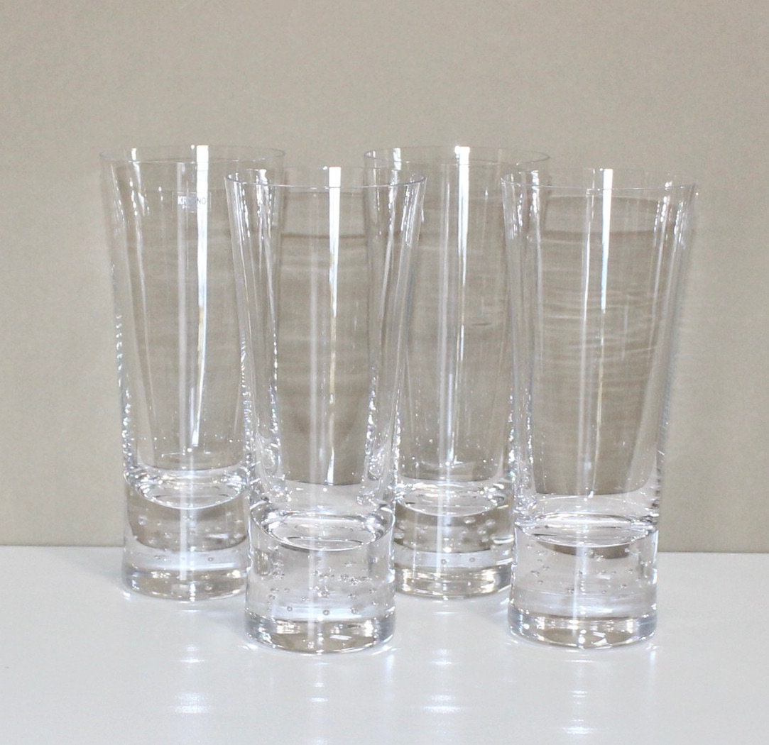 Lovely Vintage Set of 4 Bubble Base Highball Glasses Tumblers Etsy