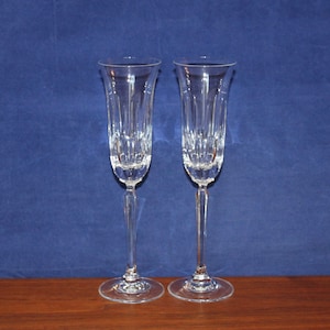 Vintage Mikasa Old Dublin Fluted Champagne Glasses 8 7/8” - Crystal Set Of  2