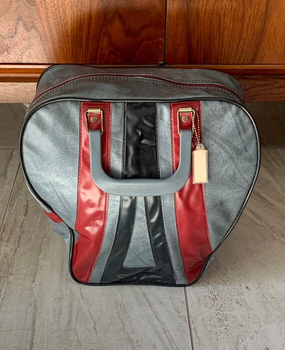 Vintage Don Carter Gray Red and Black Bowling Ball Bag Tote 