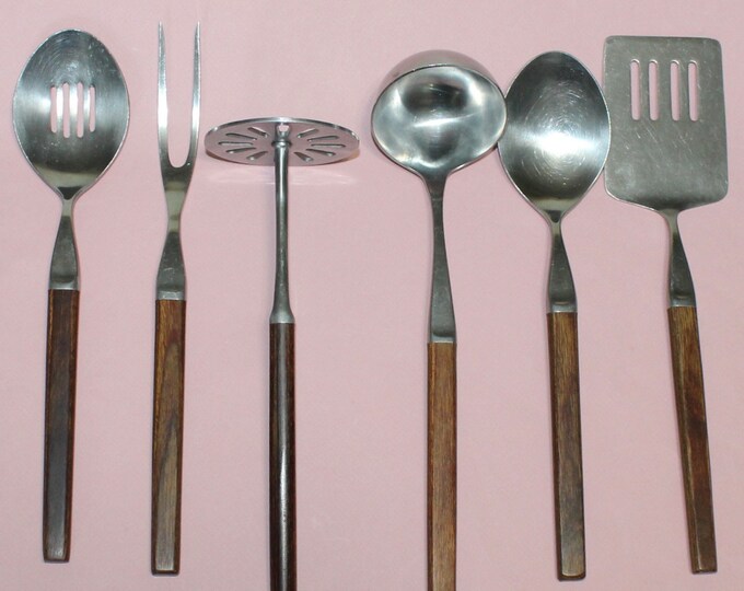 Vintage Set of 6 Ekco Eterna Flint Cooking Utensils Etsy