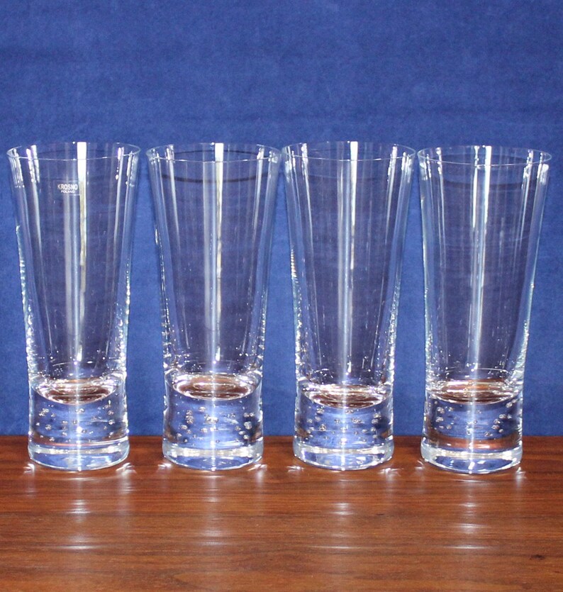 Lovely Vintage Set of 4 Bubble Base Highball Glasses Tumblers Etsy