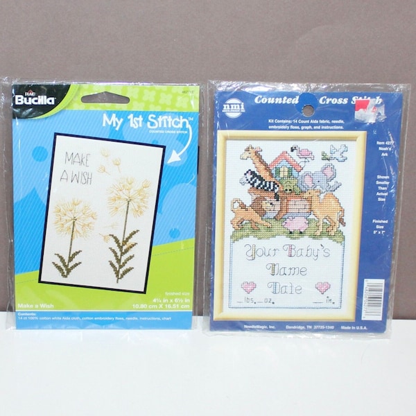 Vintage Pair of Counted Cross Stitch Kits NIP, Bucilla and Needle Magic