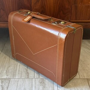 Vintage Brown Leather Suitcase with Divider