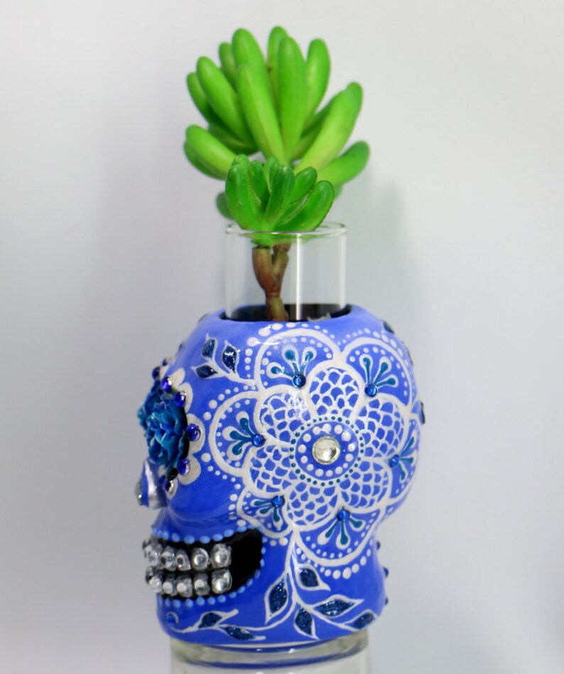 Sugar Skull Vase Day of Dead Handmade Etsy