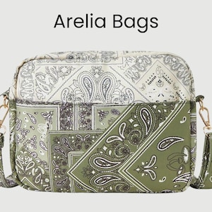Green Paisley Patchwork Cotton Shoulder Bag Crossbody Boho Canvas Purse
