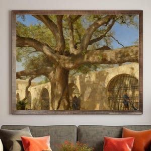 Majestic Tree and Stone Arches - Nature Meets Architecture in a Lush, Sunny Scene - Perfect for Kids Art and Dinosaur Themes