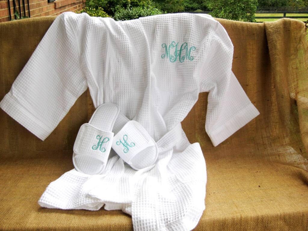 Personalized Waffle Robe and slippers for Bride Mothers Etsy