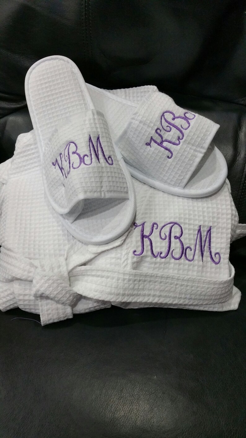 Personalized Waffle Robe and slippers for Bride Mothers Etsy