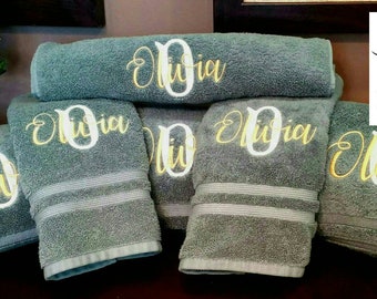 Extra Thick Luxury Towel Set Bath Towel Hand Towel Washcloth personalized monogram names etc