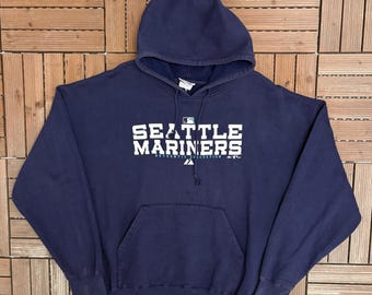 “Seattle Mariners” Vintage Y2K Blau Kapuzenpullover Size XXL