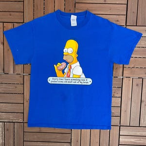 The Simpsons Everytime I Learn Something New Vintage Y2K blauw T-shirt T-shirt maat medium
