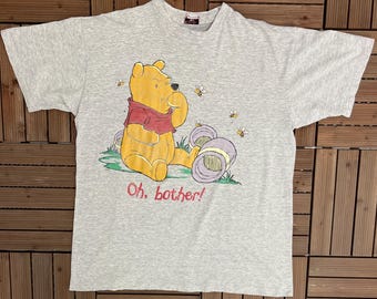 Winnie The Pooh Oh, Brother! Vintage 90s Grey T-Shirt Tee Size XL