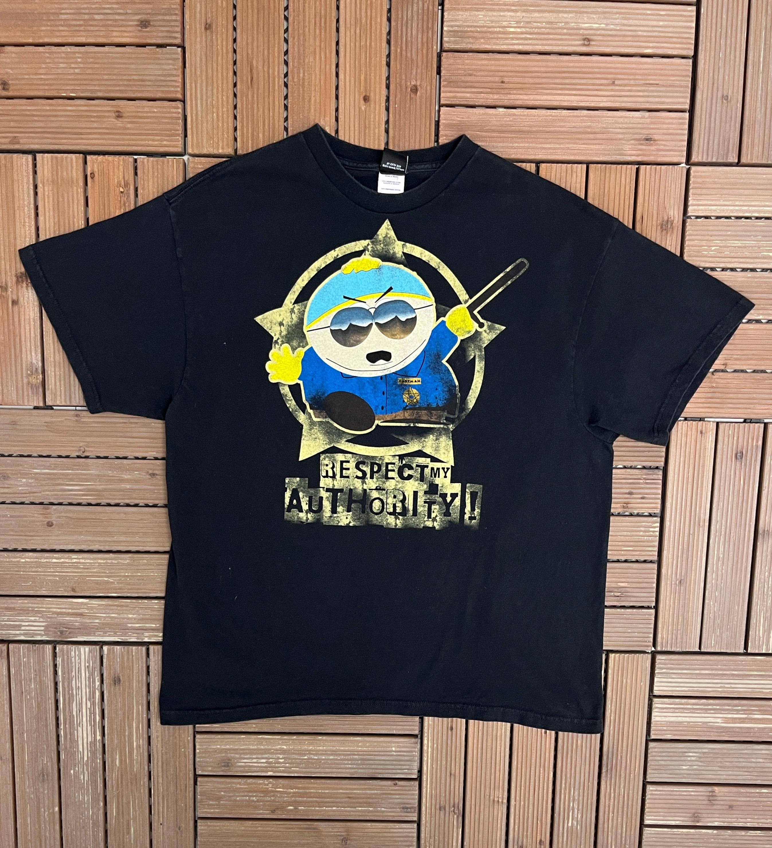 South Park Cartman Respect My Authority Vintage Y2K Black T-shirt