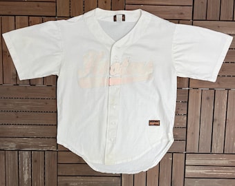 Hooters Spell Out Vintage 90s White Baseball Jersey Size Large
