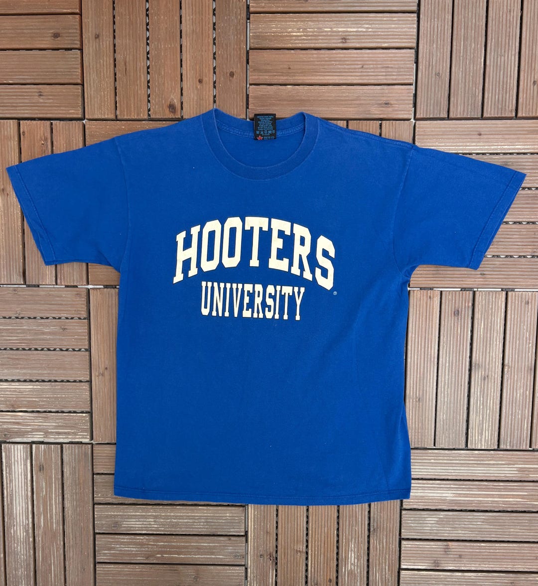 Hooters University Vintage 90s Blue T-shirt Tee Size Large - Etsy