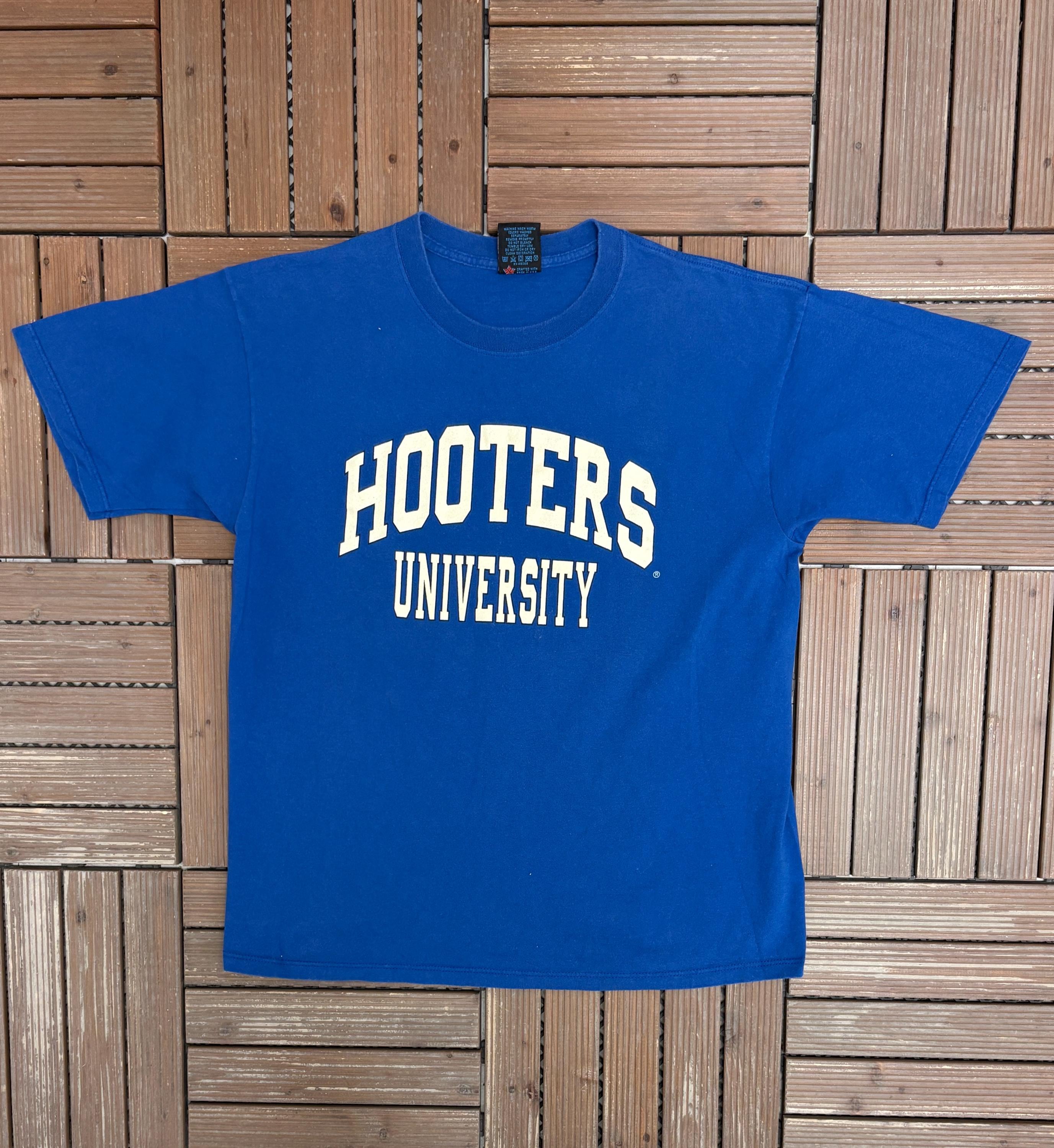 Hooters University Vintage 90s Blue T-shirt Tee Size Large - Etsy