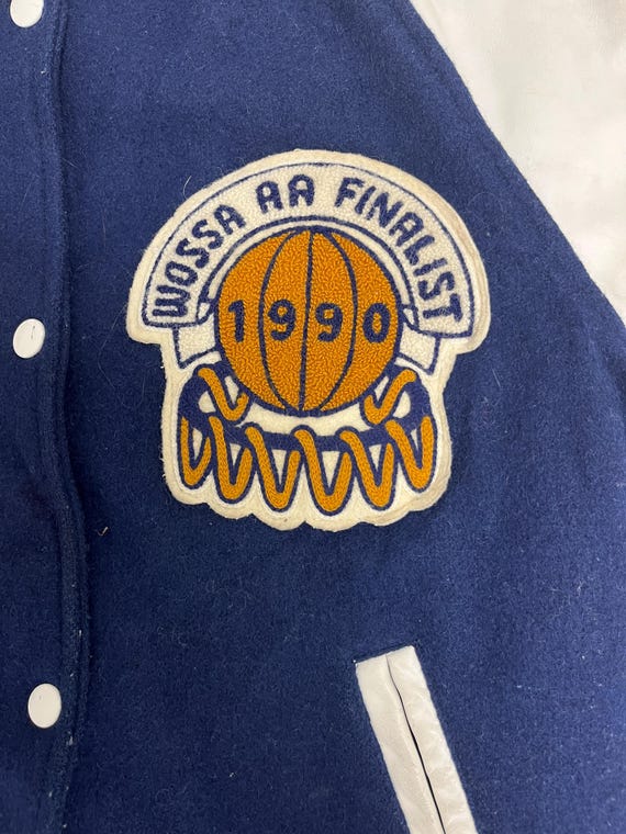 Arthur Voaden Secondary School Vikings Vintage 90s Blue Varsity Jacket Size Medium View 2