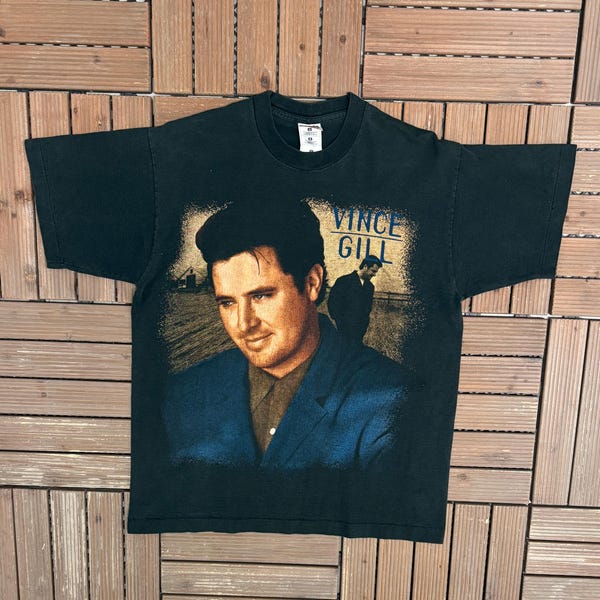 Vince Gill Kraft Country Tour '97 Vintage 90s Black T-Shirt Tee Size Large