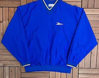 Reebok Embroidered Vintage Y2K Blue Windbreaker Jacket Size Large