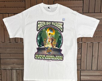 Green Bay Packers Super Bowl XXXI Champions Vintage 90s White T-Shirt Tee Size Large