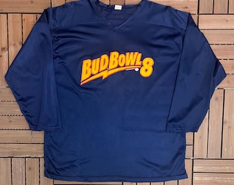 Bud Bowl 8 Vintage 90s Blue Hockey Jersey Size XL