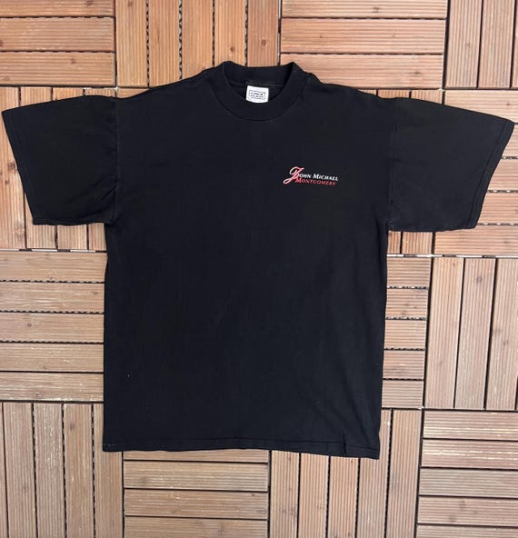 John Michael Montgomery What I Do Vintage 90s Black T-Shirt Tee Size Large