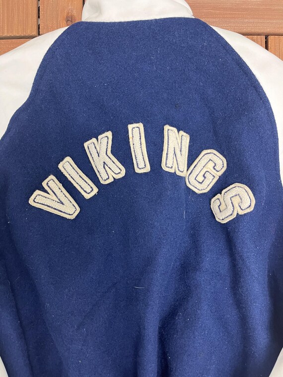 Arthur Voaden Secondary School Vikings Vintage 90s Blue Varsity Jacket Size Medium View 5