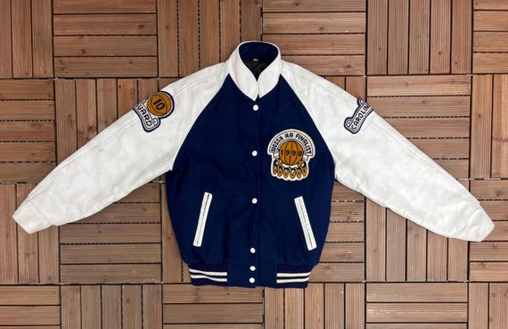 Arthur Voaden Secondary School Vikings Vintage 90s Blue Varsity Jacket Size Medium View 6