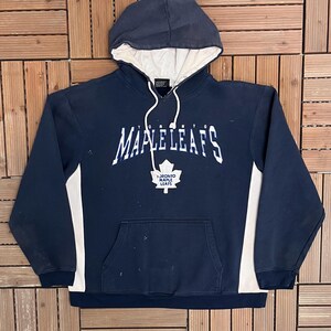 Toronto Maple Leafs Vintage Y2K Blå Hoodie Tröja Storlek Medium