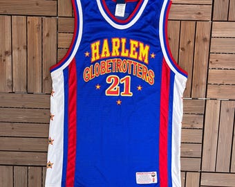 Harlem Globetrotters Vintage Y2K Blue Basketball Jersey Size Medium