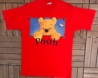Winnie The Pooh Vintage 90s Red T-Shirt Tee Size Large
