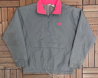 Veste Nike grise brodée vintage des années 90 Nike Spell Out taille moyenne