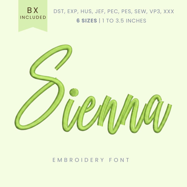 Sienna Script Embroidery Font - Modern Script - Machine Embroidery ...