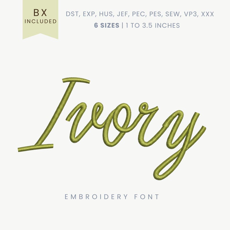Ivory Script Embroidery Font - Modern Script - Machine Embroidery ...