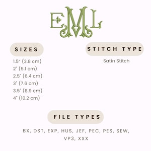 Monogram Embroidery Font - Fishtail 2 Color Embroidery Font Classic ...