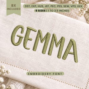 Fuente Gemma para bordado - Letras sans-serif - Alfabeto para bordado a máquina - 6 tamaños - BX, PES y más formatos