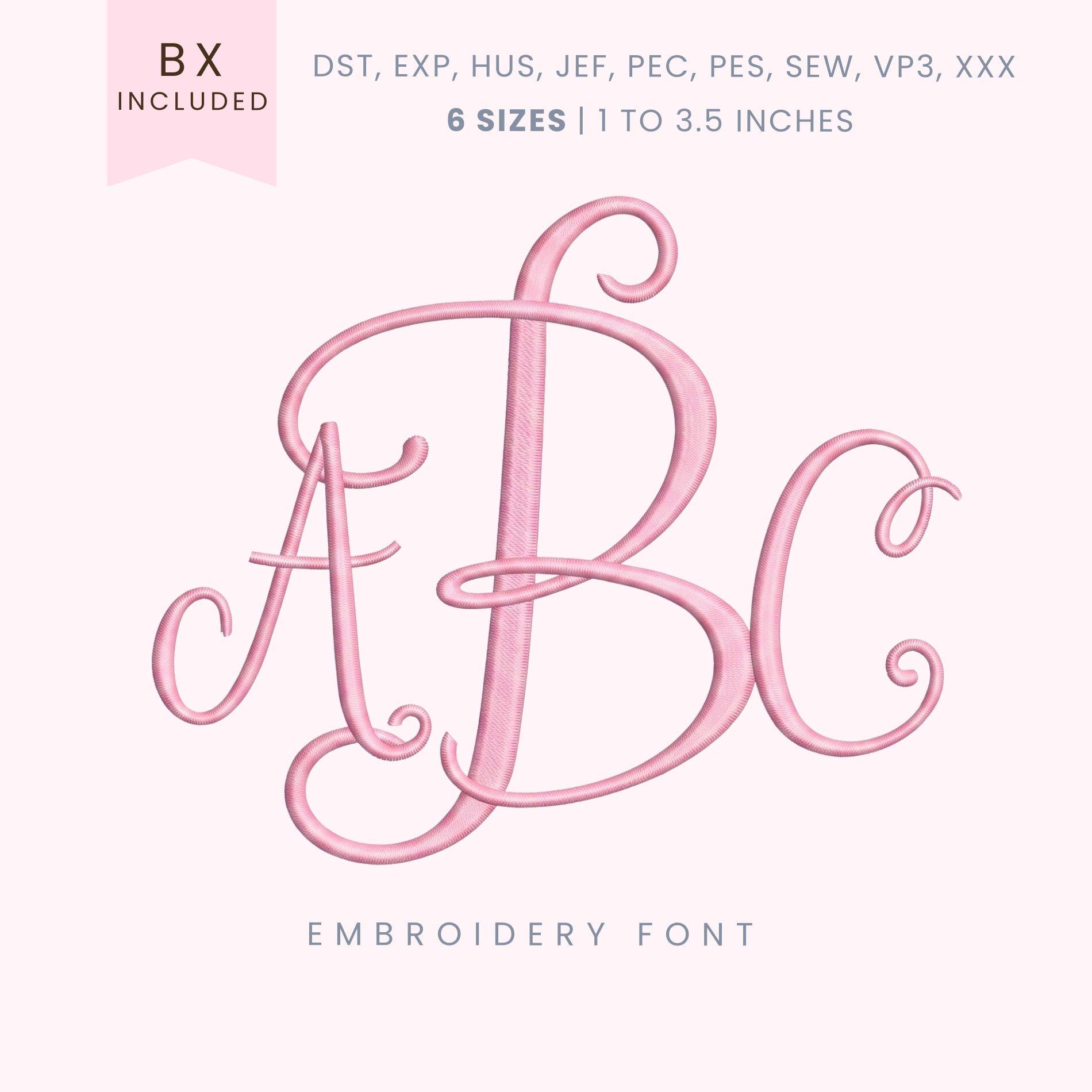 Script Monogram Embroidery Font - Cursive Embroidery Font - Machine ...
