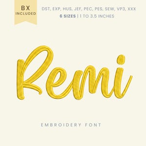 Carattere per ricamo Remi Script - Scrittura moderna - Alfabeto per ricamo a macchina - 6 dimensioni - BX, PES e altri formati