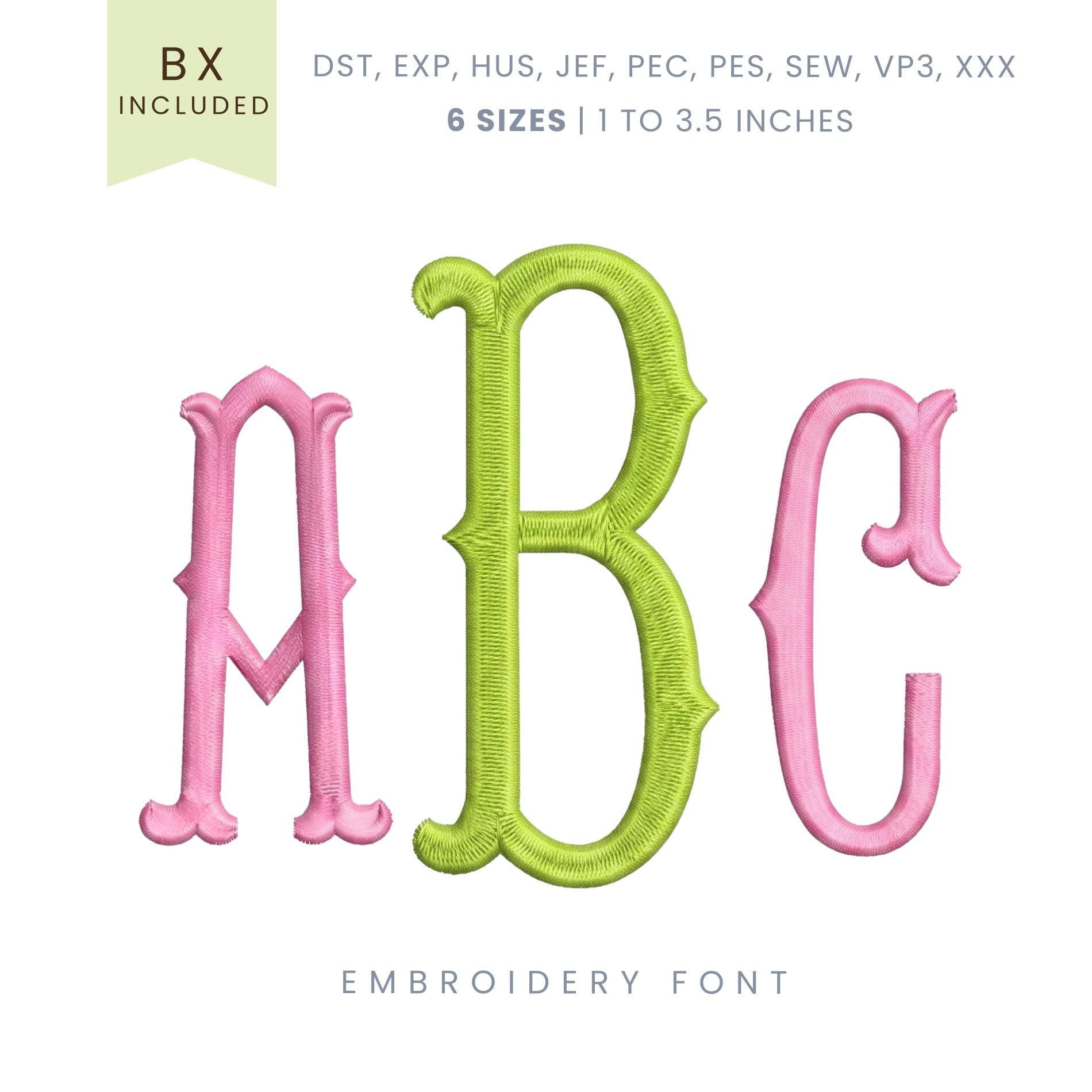Fishtail Monogram Embroidery Font - Fishtail Embroidery Font - Machine ...
