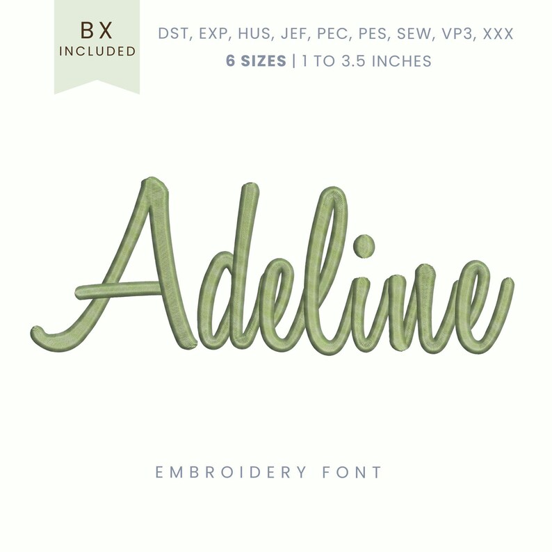 Adeline Script Embroidery Font - Modern Script - Machine Embroidery ...