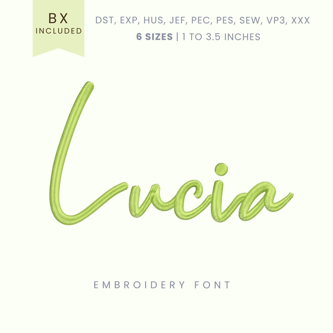 Lucia Script Embroidery Font - Modern Script - Machine Embroidery ...