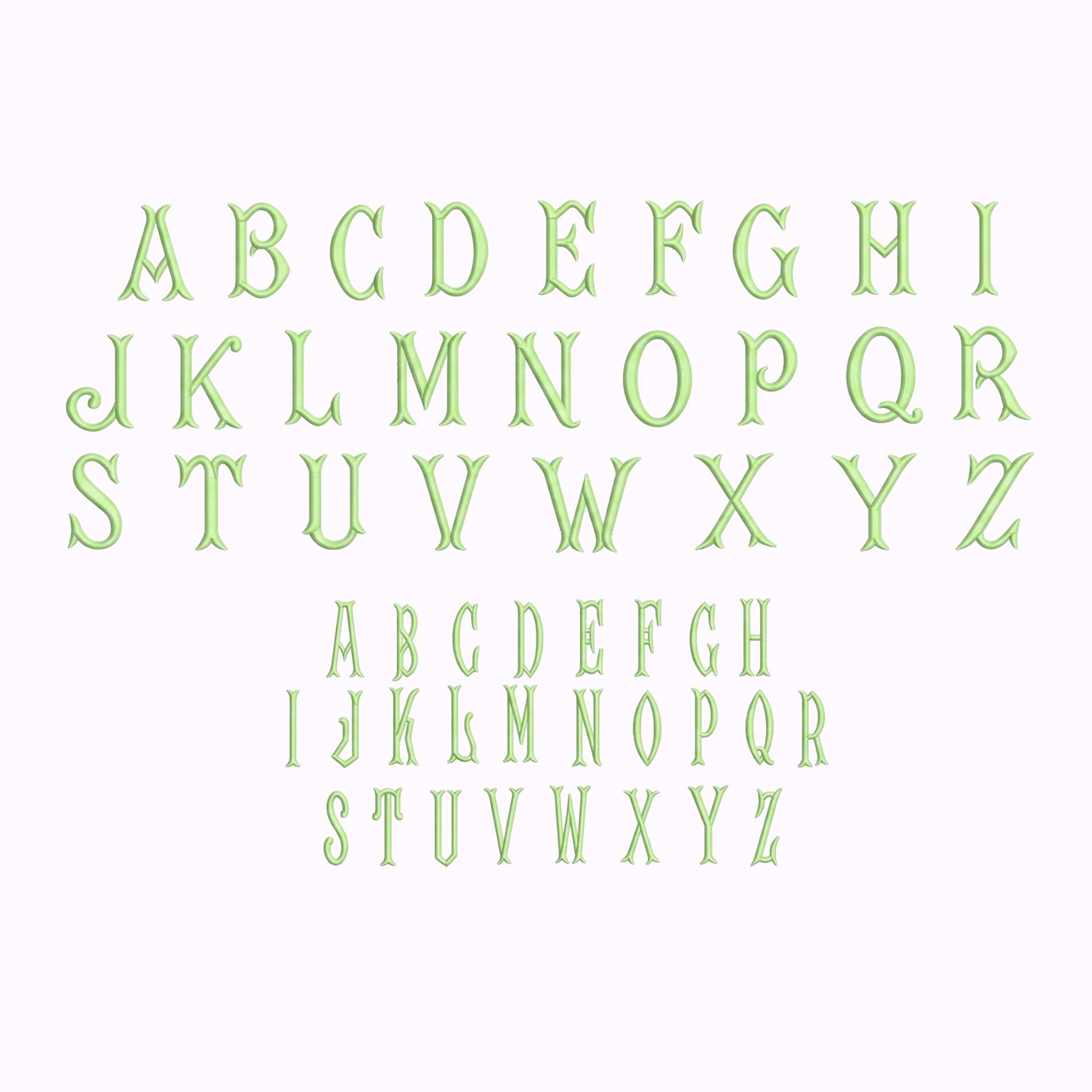 Fishtail Monogram Embroidery Font - Fishtail Embroidery Font Classic ...