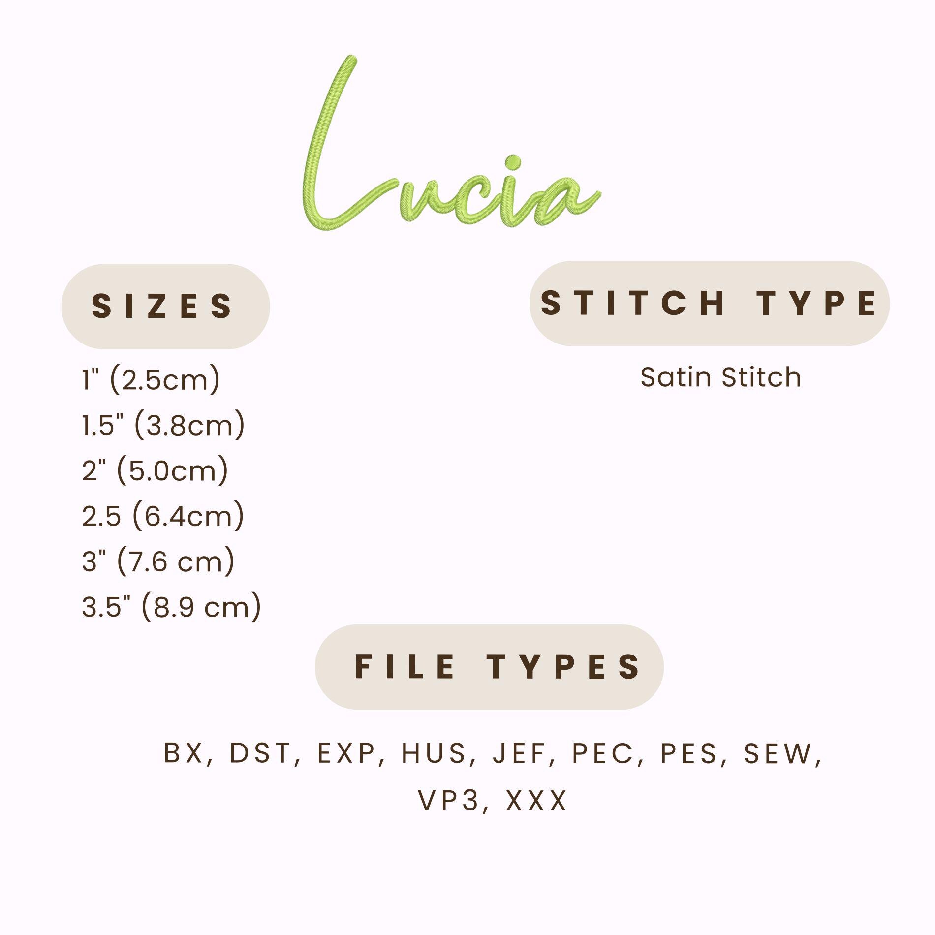 Lucia Script Embroidery Font - Modern Script - Machine Embroidery ...