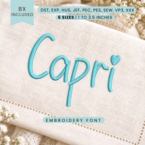 Capri Embroidery Font - Sans Serif Letters - Machine Embroidery Alphabet - 6 Sizes - BX, PES + More Formats