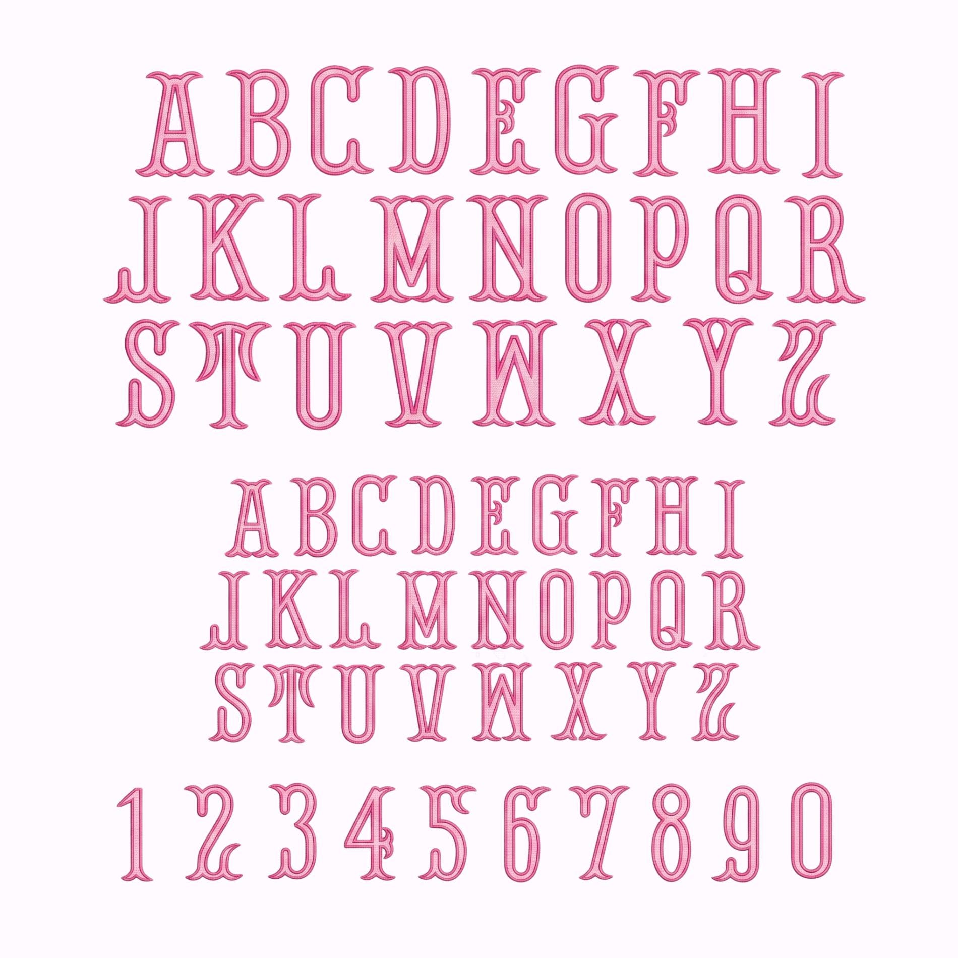 Fishtail Monogram Embroidery Font - Fishtail 2 Color Embroidery Font ...