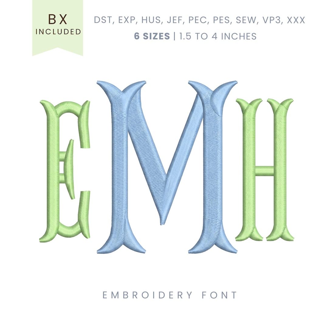 Fishtail Monogram Embroidery Font - Fishtail Embroidery Font Classic ...