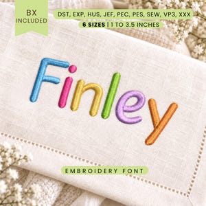 Finley Embroidery Font - Sans Serif Letters - Machine Embroidery Alphabet - 6 Sizes - BX, PES + More Formats