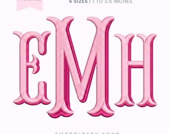 Fishtail Monogram Embroidery Font - Fishtail 2 Color Embroidery Font - Machine Embroidery Alphabet - 6 Sizes - BX, PES + More Formats